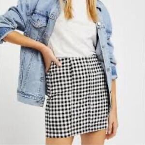 Free People Modern Femme Novelty Skirt in Multi-Gingham Mini Skirt Size 2
